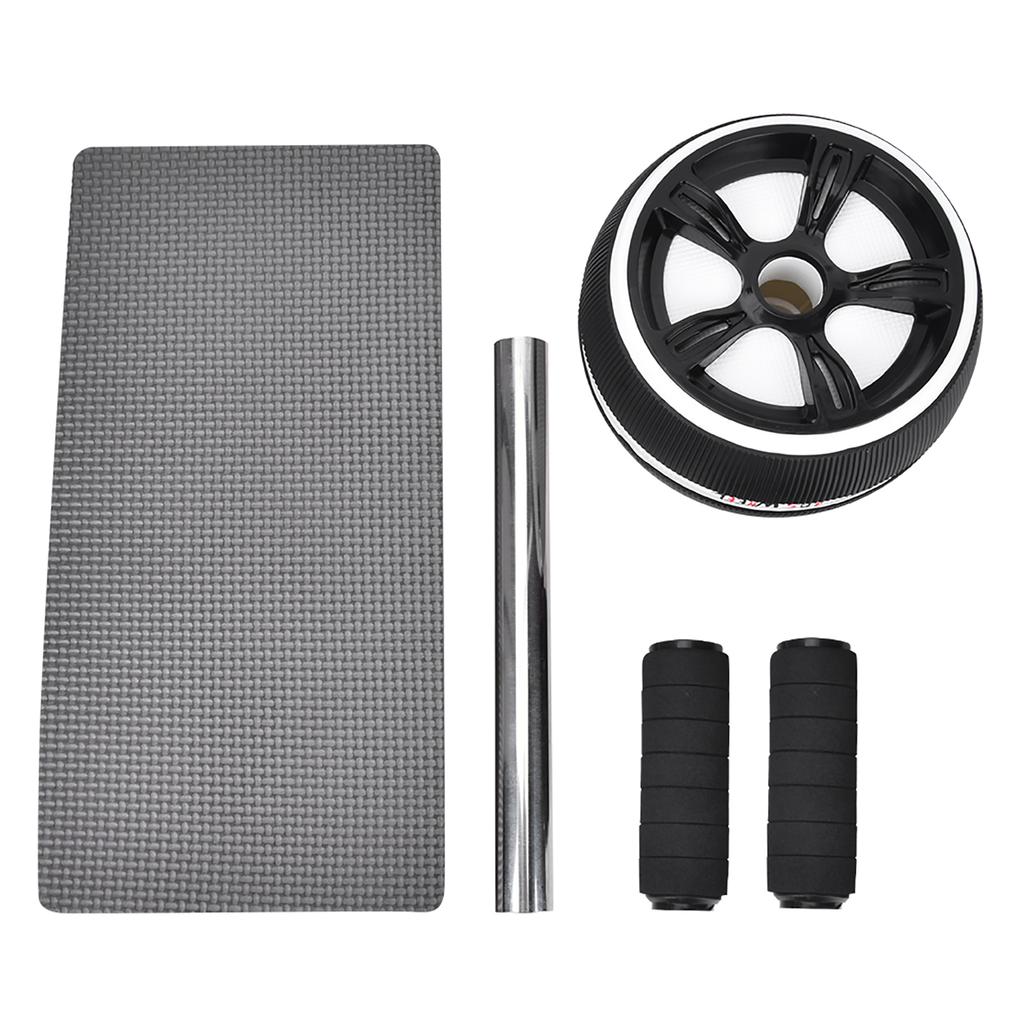 Abdominal Wheel Roller Trainer Fitness Equipment Gym Home Exercise Tool with Training Pad(black&white )