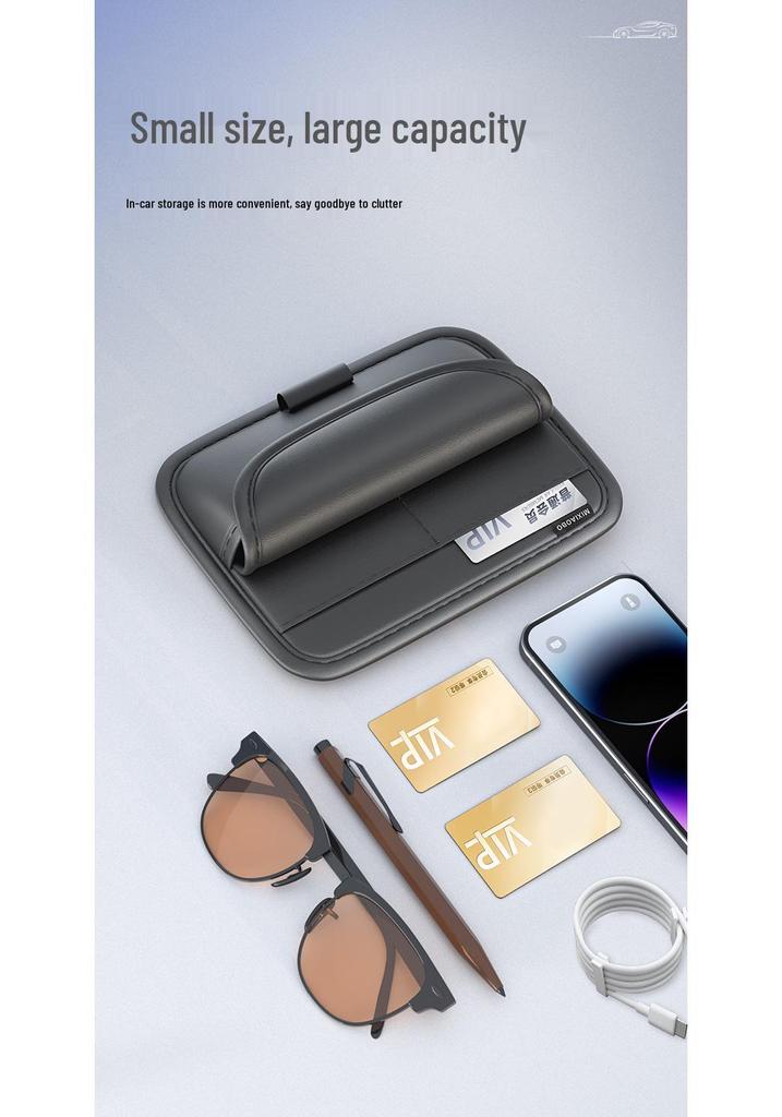 Multi-Functional Car Sun Visor Organizer: Glasses Case, Card Holder, Ticket Clip