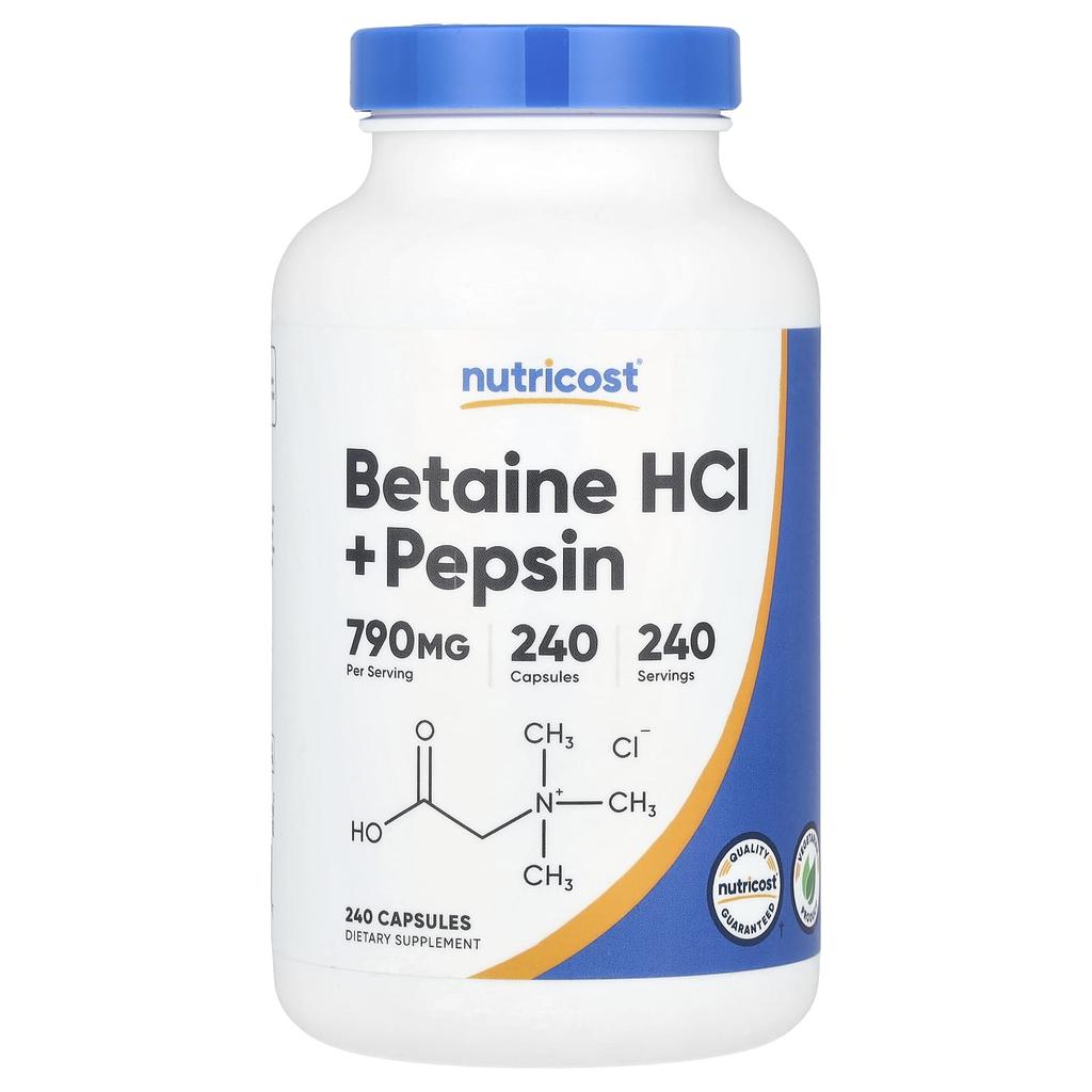 Betaine Hcl + Pepsin, 240 Capsules