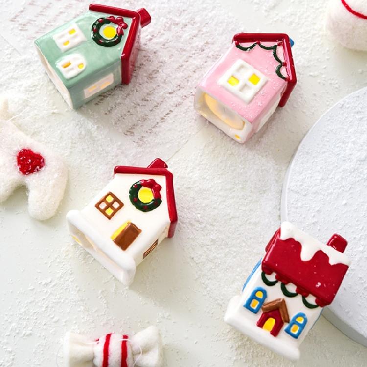 Casa de Férias de Cerâmica Display Alimentado por Bateria Peça de Destaque Festiva Para Decoração de Inverno Ornamento de Exibição de Inverno