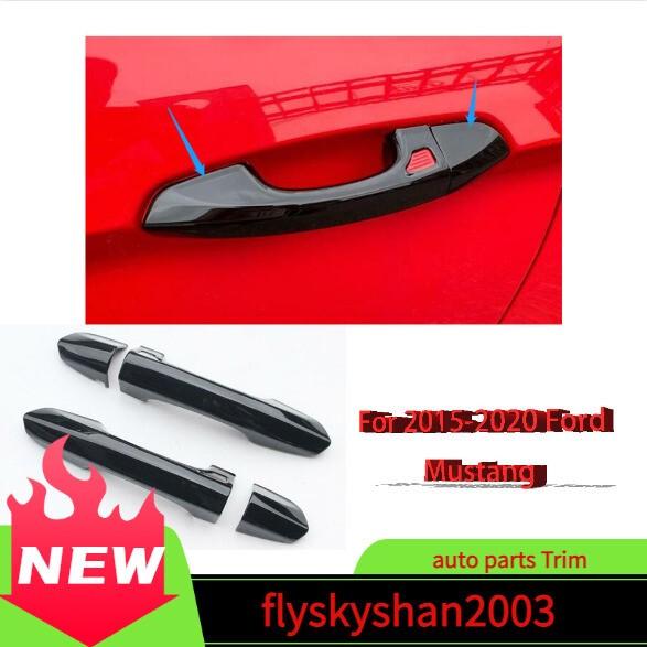 For 2015-2020 Ford Mustang Glossy Black Outer Door Handle Cover Car Trim 4pcs