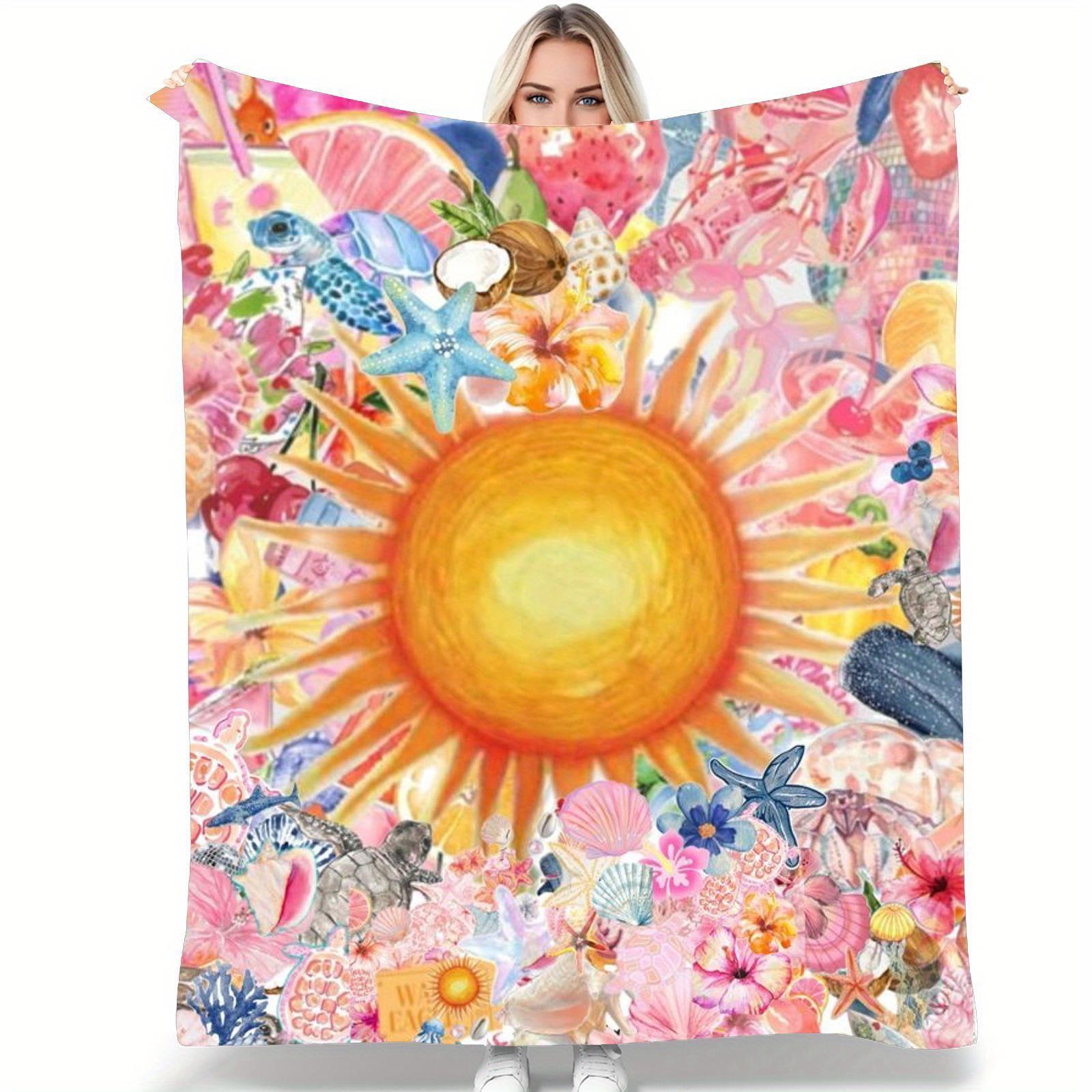 

Painted hibiscus flower pattern Flannel printed blanket suitable for all seasons suitable for living room office sofa and travel 75x90cm28x39in