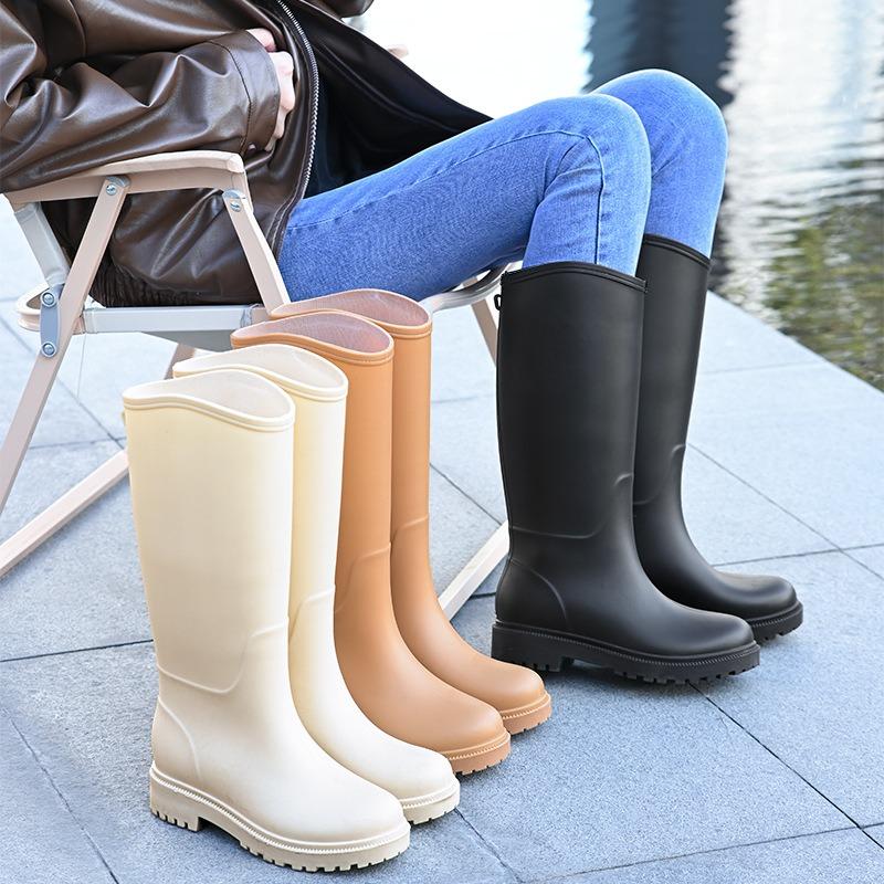 Rain shoes women's high rain boots wear thick-soled waterproof long tube women's water shoes outdoor non-slip seamless glue shoes