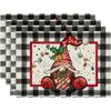 4Pcs Christmas Tree Elk Placemat Linen Dining Table Mats Coaster Bowl Coffee Cup Pad Mat 2025 Navidad Home Kitchen Decoration
