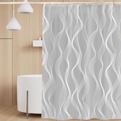 Washable Bathroom Curtain with 12 Rings Water-Resistant Standard Size Machine Washable Quick-drying Shower Curtain Decoration