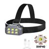 High Power XHP40 LED Headlight with Built in Lithium Battery USB Charging Head Flashlight Outdoor Camping Emergency Lantern