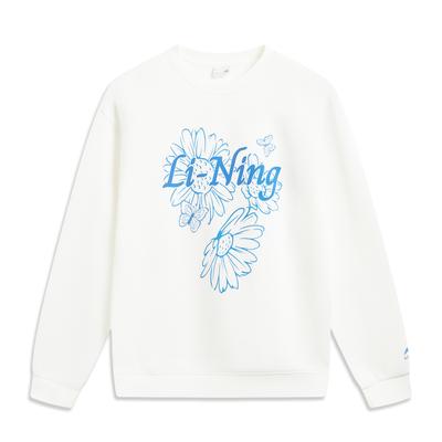 Li Ning Sports Lifestyle Series Simple Letter Round Neck Pullover Loose Versatile Fashion Sweatshirt Women Sweatshirt AWDW386-1