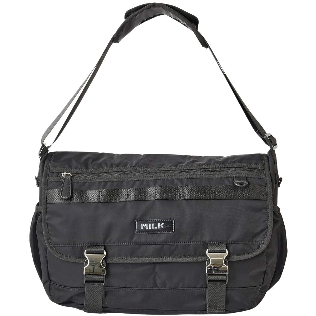 

Сумка через плечо с логотипом и табличкой MESSENGER BAG BLACK [Milkfed] Женская чёрный