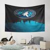 "Timberwolves Logo with Urban Skyline" Pattern Wall Hanging Tapestry Decorative Tapestry Home Decor for Bedroom and Living Room
