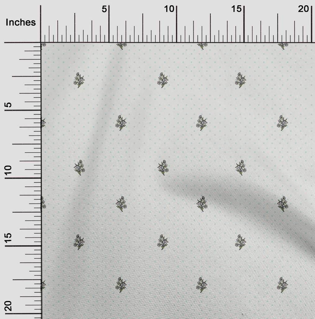 oneOone Cotton Flex Light Green Fabric Floral Fabric For Sewing Printed Craft Fabric By The Yard 40 Inch