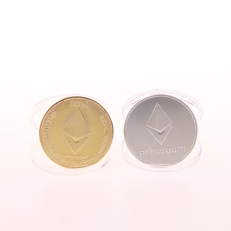 2 ks Ethereum Mince Suvenýr Pamětní Postříbřená Sběratelská Mince Výzvová Mince Eth Fyzická Kryptoměna Krypto Coi