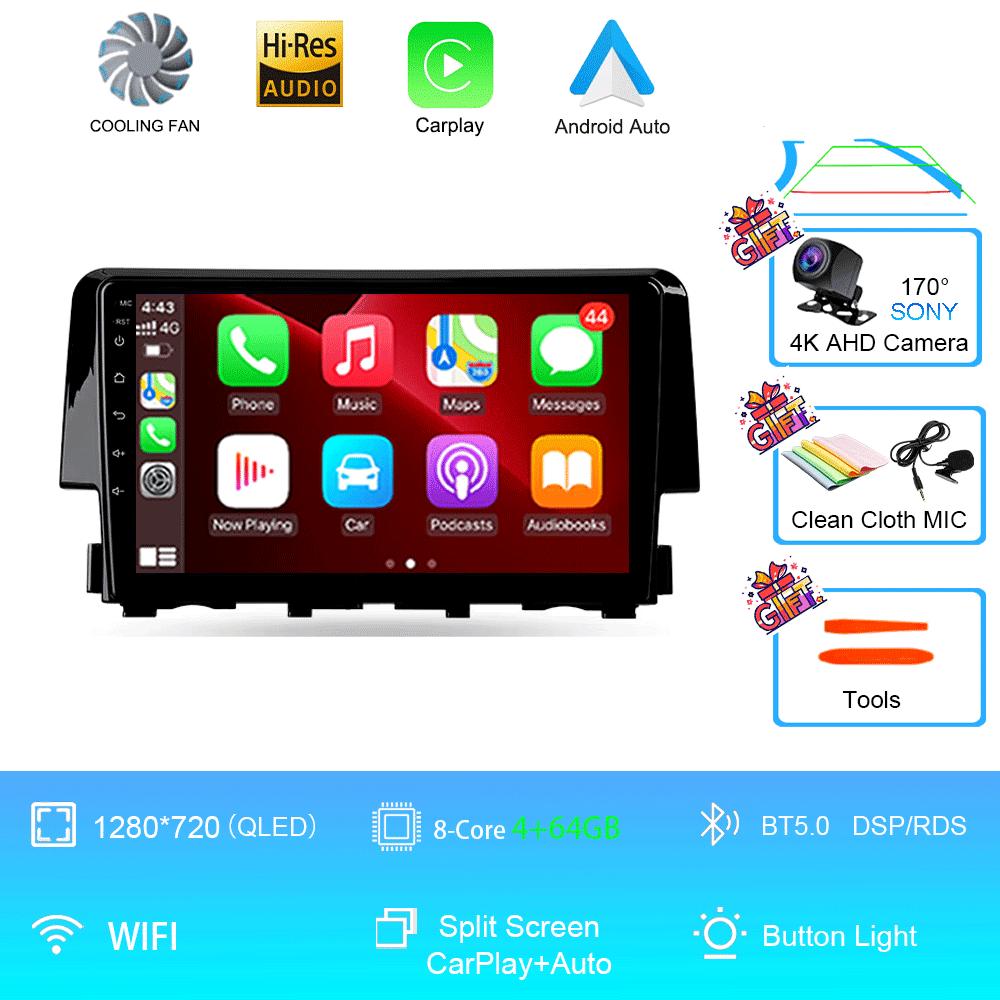 Car Radio 9 Inch Navigator For Honda Civic 2015-2022 Multimedia Video Player GPS Navigation Stereo CarPlay Android14 Bluetooth