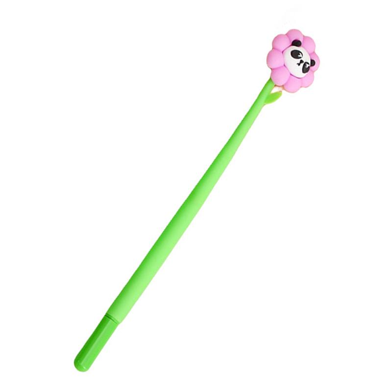 1 Piece Stationery Flowers Cute Cartoon Panda Soft Gel Pen Sunflower School Office Kawaii Supplies Creative Pens