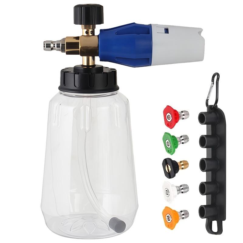 1L Adjustable Foam Cannon - 1/4" Quick Connect 5 Nozzles with Base, Battery-Free for Pressure Washers
