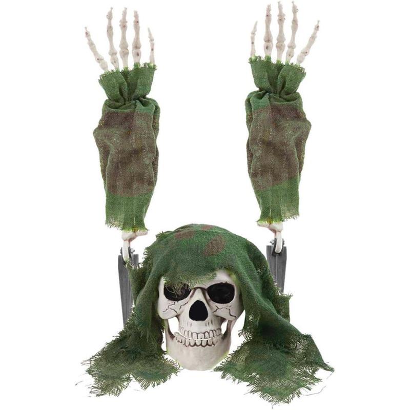 

Набор из 3 шт./набор украшений на Хэллоуин в виде скелета, колья для земли в виде скелета с зеленой марлей, жуткий набор для украшения лужайки, сада, дома, улицы, декор на Хэллоуин 3pcs one set серый