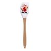 Holiday-Themed Silicone Mixing Spoon with Wooden Handle