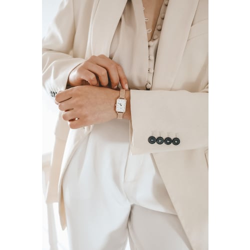 [Official Shop / 2-Year Warranty / Official Import] Daniel Wellington DW Women's Quadro Watch, 20x26mm, Pressed Melrose White, Square, Stylish, Cute,