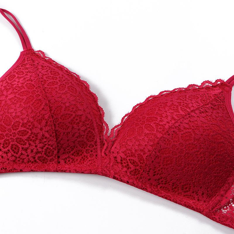 Women's Bra Hollow Out Lightweight Without Steel Ring Gathering Lace Sexy Girl Underwear Comfortable Thin Bra