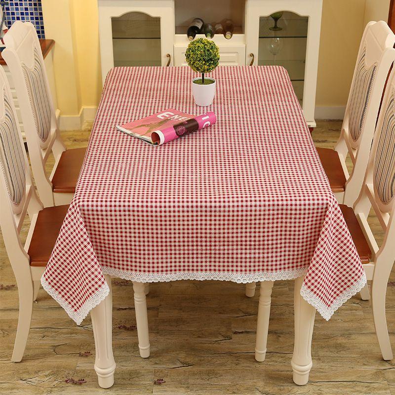 

Trendy Home Xinjiang Style Tablecloth Fabric Cotton Linen Student Desk Style Modern Minimalist Bohemia Ethnic Style Small red checkered lace 40*60cm