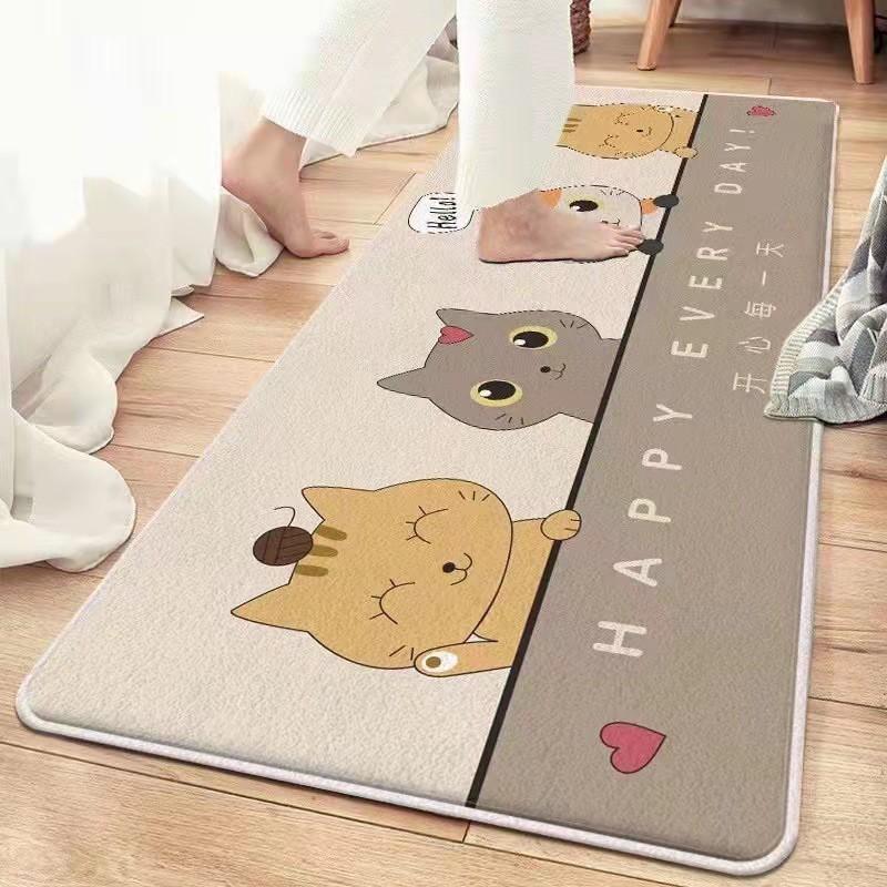 Absorbent Bath Mat Non-Slip Floor Rug Bathroom Kitchen Bedroom Entrance Soft Plush Carpet Cartoon Design
