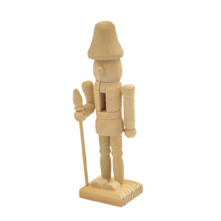 Set of 6 12CM Natural Wood Unpainted Nutcrackers Blank DIY Project For Home Decors And Holiday Celebration Decoration