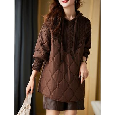 Winter New Women Two-Piece Sweaters Coat Patchwork Wadded Knitting Loose Sweater