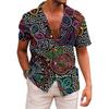 Hawaiian Mens Shirts Lapel Short-Sleeved Shirt Mexican Style Clothing Casual Loose Button-Down Shirt Mens Clothes Harajuku Tops