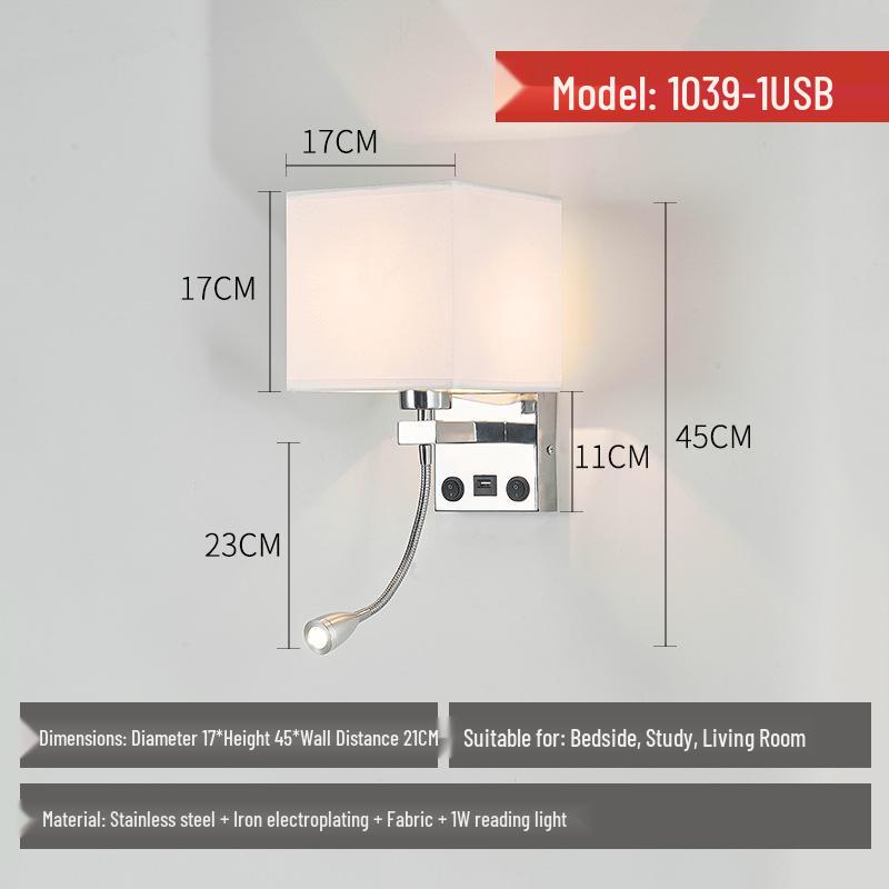 Custom Cross-Border Nordic-American Fabric Wall Lamp for Hotel, Living Room, or Bedroom Bedside Reading