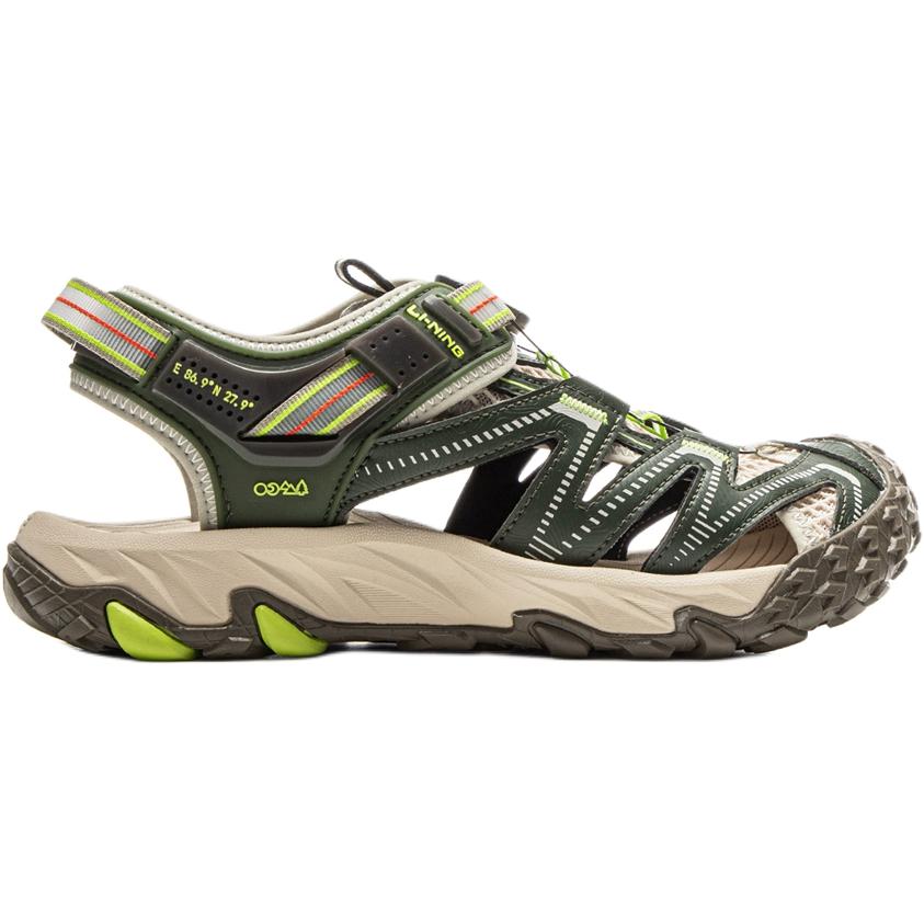 Li Ning Kids Outdoor Comfortable Versatile Shock Absorbing Breathable Low Top Sandals Kids Sandals Army-Green YKEV014-3