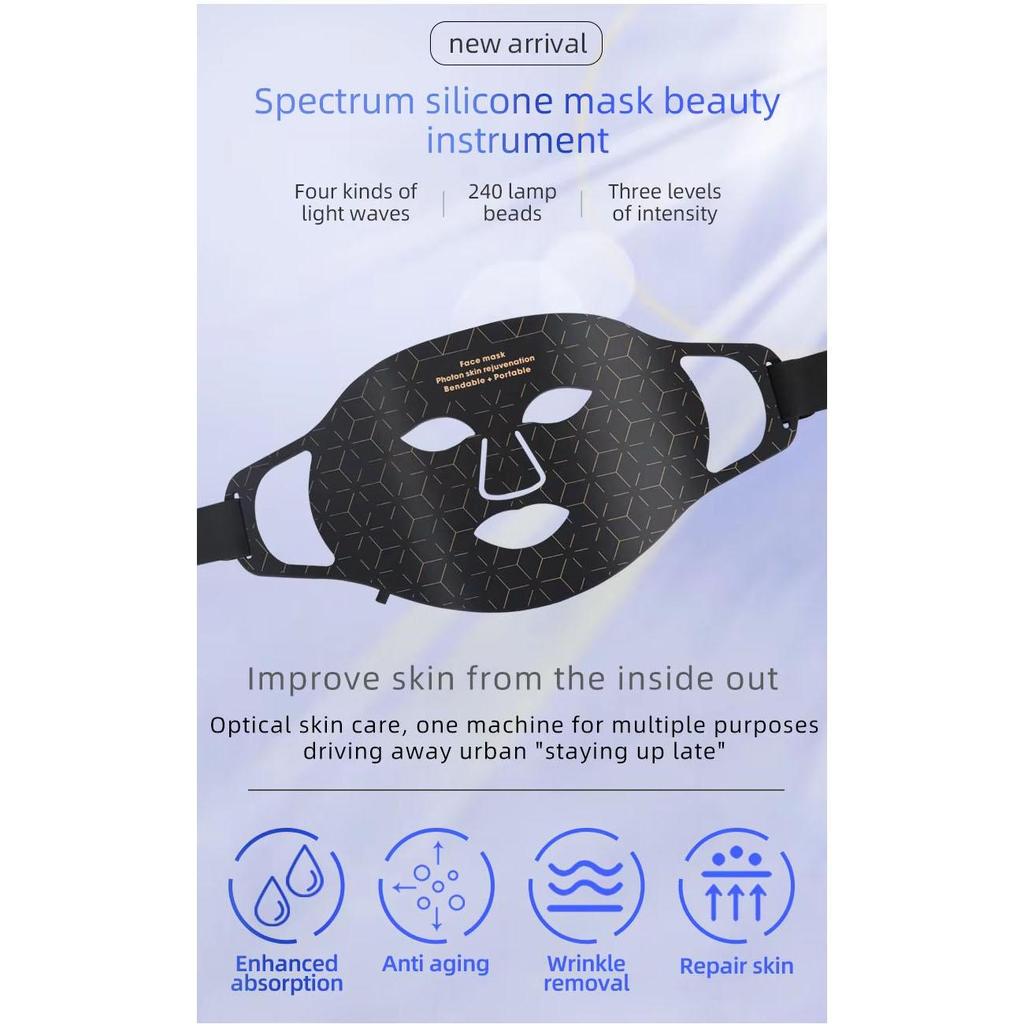 Máscara facial con terapia de luz LED 4 en 1, terapia de luz roja, antienvejecimiento, reducción de arrugas, reafirmación de la piel, blanqueamiento, máscara fotónica avanzada