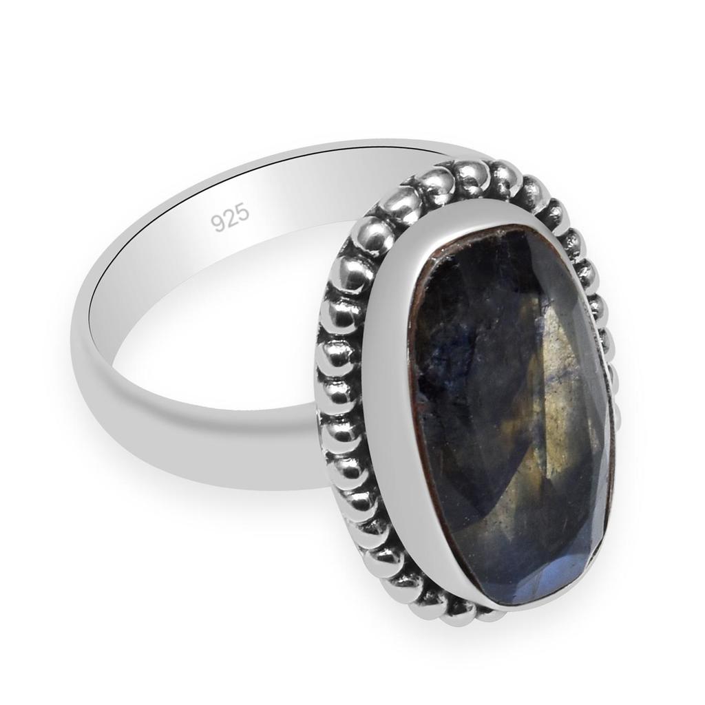 Natural Labradorite Gemstone 925 Sterling Silver Handmade Rings For Women & Girls