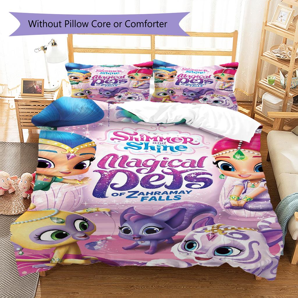 Set Copripiumino Trapuntato con Fantasia Shimmer and Shine Federa Decorazione per la Casa Regalo (1 * copripiumino + 2 * federa, senza nucleo)