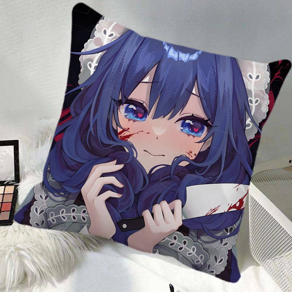 Anime OOuro Kronii Pillow Case Square Pillow Bedroom Sofa Leisure Comfort Cushion Car Home Decoration