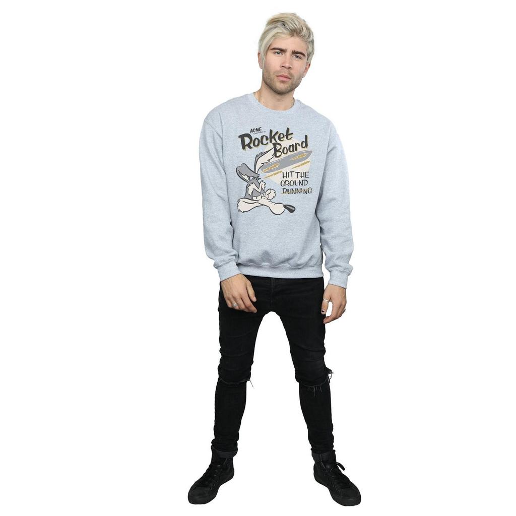 Looney Tunes Mens Wile E Coyote Rocket Board Sweatshirt