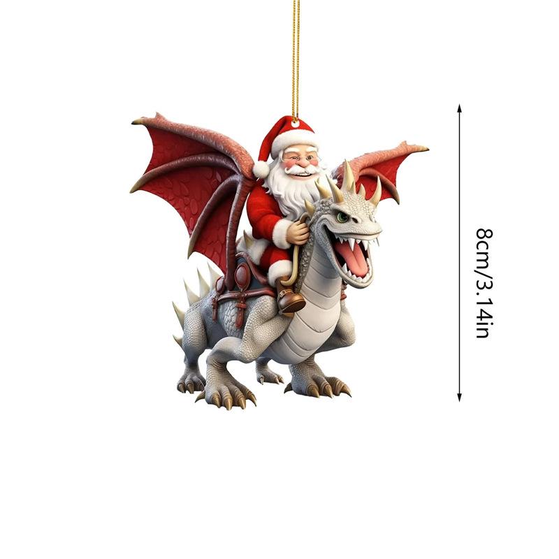 Santa Dinosaur Hanging Ornament for Christmas Tree & Home Decoration