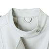Womens Faux Leather Moto Jacket Round Neck Diagonal Zip Slim Fit Streetwear Outerwear White Black S M L XL