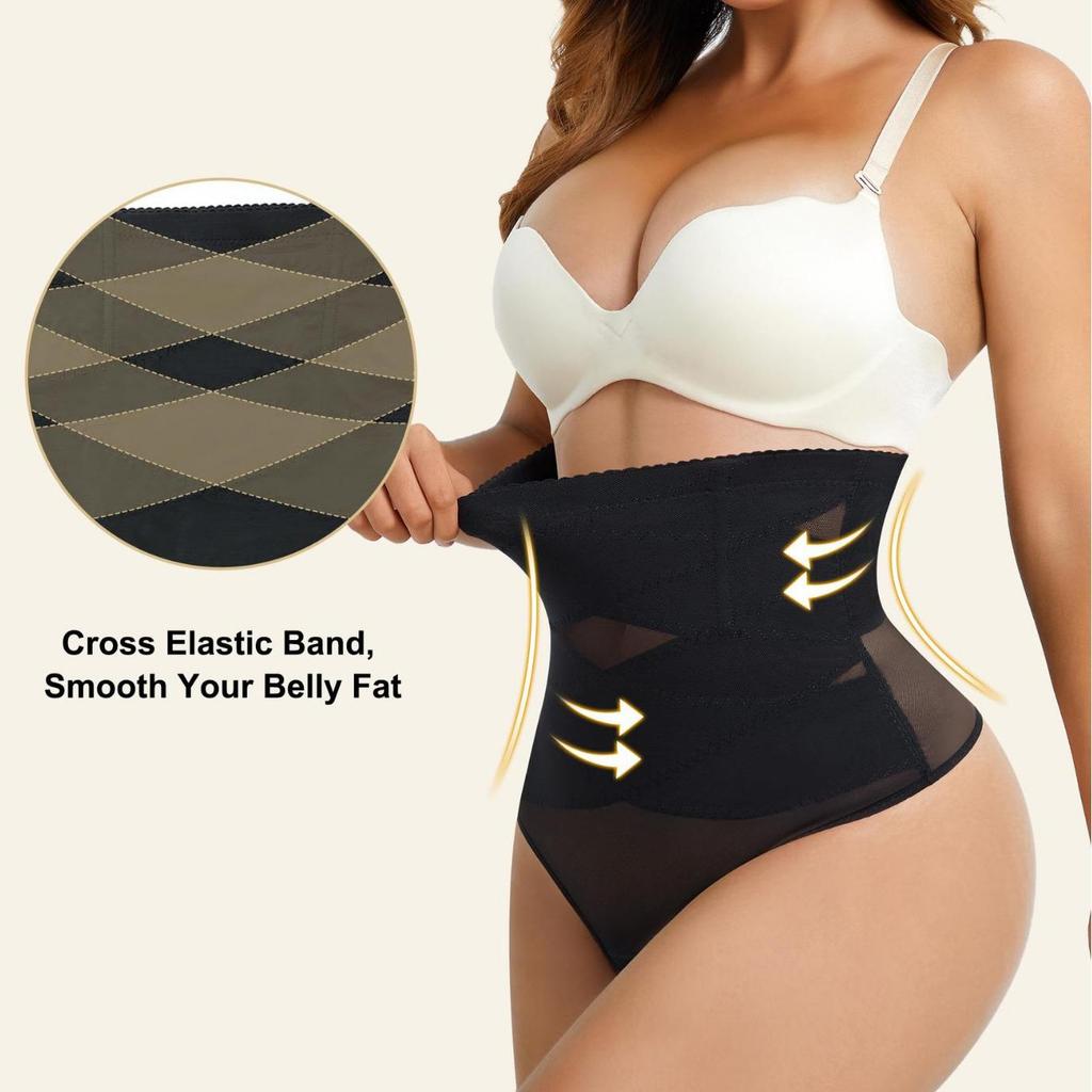 Thin Style High Waist Tummy Control Plus Size Shaping Thong for Women