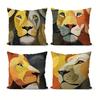 Double-Sided Printed Throw Pillow Covers Modern Abstract Lion Portrait Print Cushion Cases, Bold Wildlife Home Decor Living Room