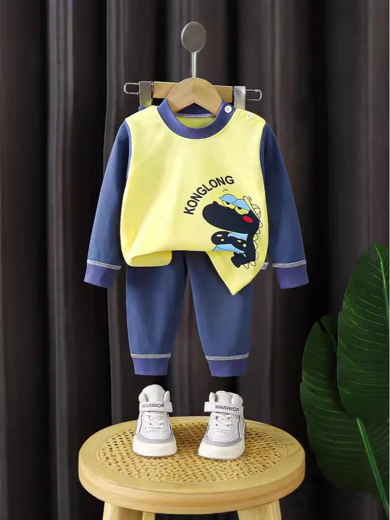 Kids' Pure Cotton Underwear & Homewear Set - Boys & Girls Autumn Cartoon Clothes & Trousers