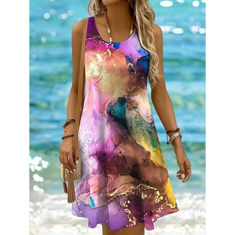 

New Arrival Women s Sleeveless Crew Neck Dress Elegant Solid Color Loose Fit Comfortable Dress For Women L