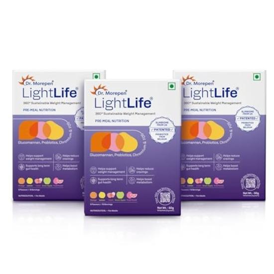 

Dr. Morepen LightLife Pre-Meal Nutrition Mix | Controls Appetite & Reduces Cravings | For Men & Women 30 Sachets | 5 Flavors Assorted