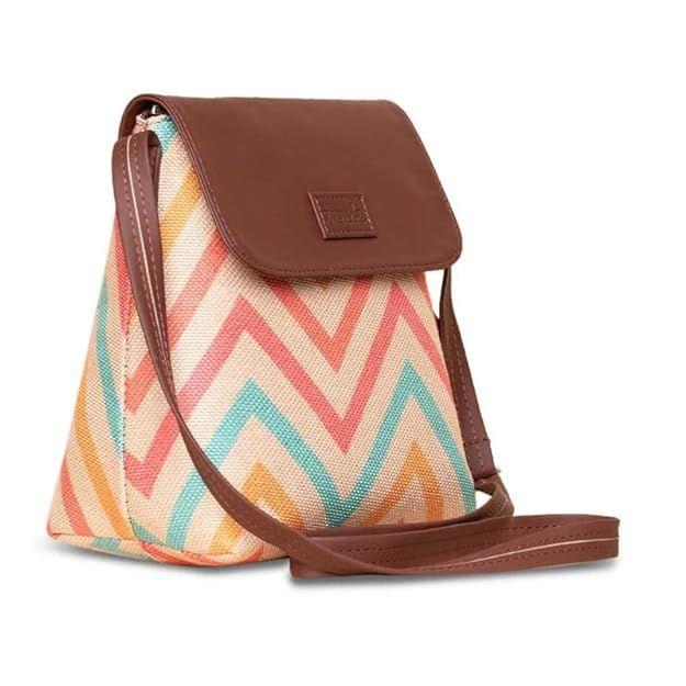 Potištěná dámská ručně vyrobená veganská kožená taška s klopou