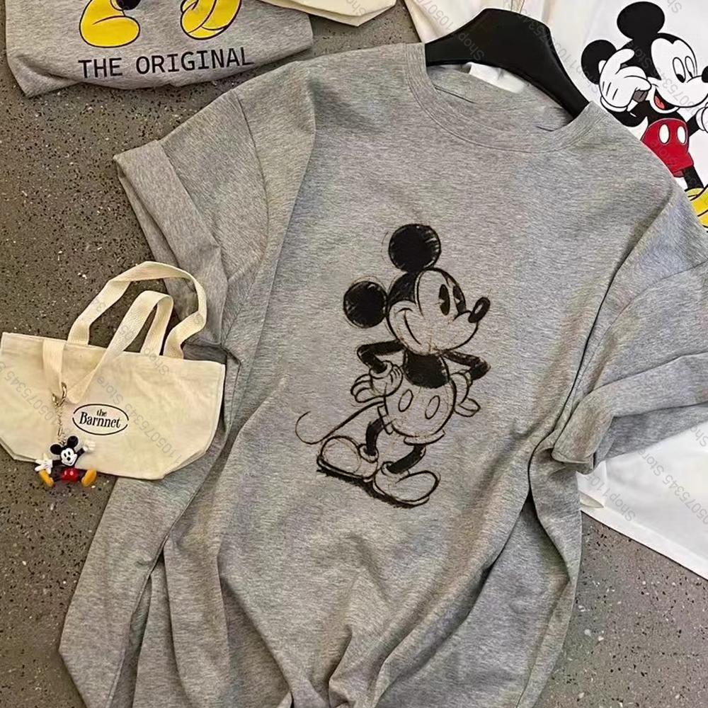 Cartoon Printed Mickey Short Sleeve TShirt Loose Fashion Simple Versatile Casual Crew Neck Skinny OversizeTop Women