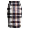 Women's High Waist Plaid Skirt Skinny Pencil Wool  Skirt