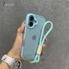 2in1 Clear With Wrist Strap lanyard Phone Case For iPhone 11 12 13 14 15 16 Pro Max Plus Shockproof Bumber Soft TPU Cover