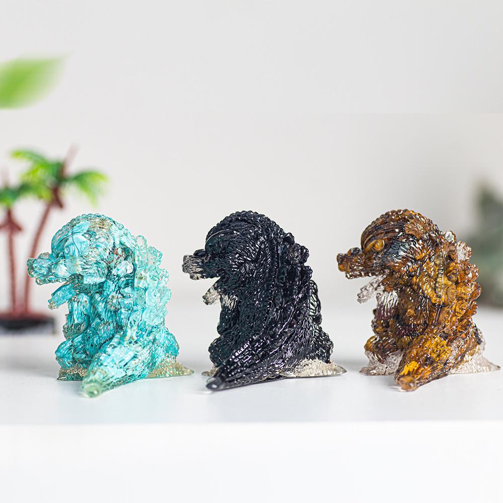 Godzilla Resin Crystal Figurine With Natural Gemstone For Home Decor And Giftgiving