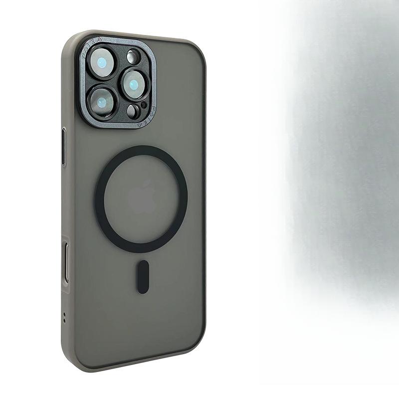 Applicable To IPhone16proMax Frosted Magnetic Suction Phone Case Apple 15 Metal Mirror Anti-fall 14 Laiming Protective Case