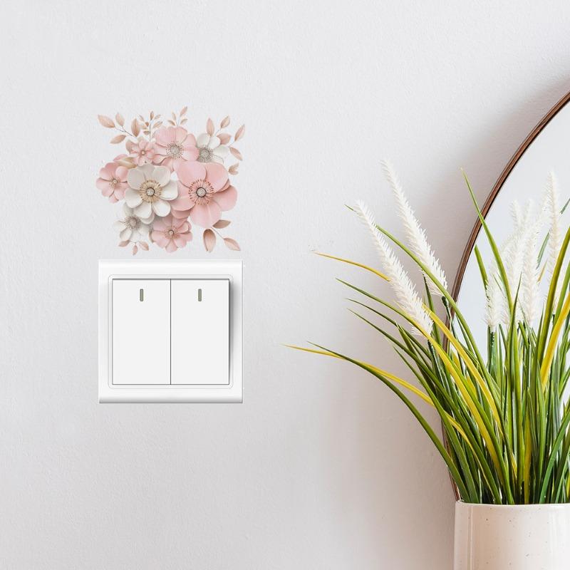 Painted Relief Flower Bedroom Living Room Switch Sticker Decorative Beautification Wall Sticker Self-adhesive