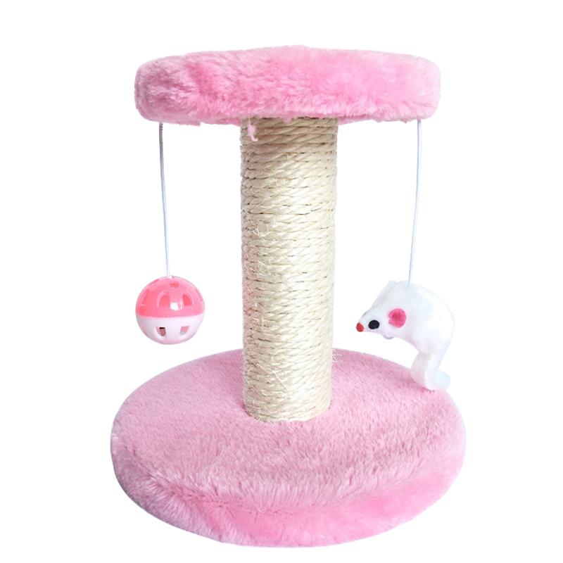 

Cute Pet Cat Toy with Ball Pet Scratching Post Stand for Cat Kitten Climbing Scratchers Jumping Toy Protecting Furniture рожевий