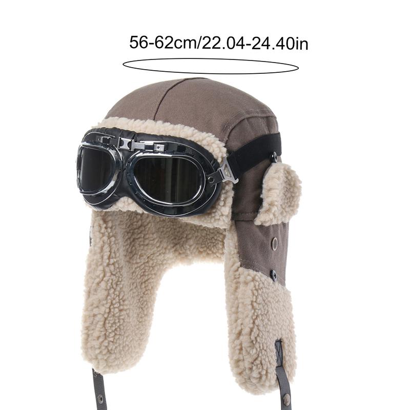Winterize Lei Feng Hat with Detachable Goggles Windproof Outdoor Hiking Hat Winter Warm Russian Trooper Hat For Men Women